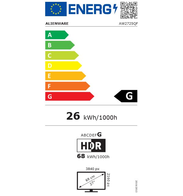 DELL AW2725QF Alienware/ 27" LED/ 16:9/ 3840 x 2160/4K/ FHD/ IPS/ 1000:1/ 1ms/ 2xUSB/ 2xHDMI/USB-C/ 3Y Basic on-site