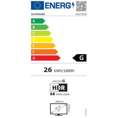 DELL AW2725QF Alienware/ 27" LED/ 16:9/ 3840 x 2160/4K/ FHD/ IPS/ 1000:1/ 1ms/ 2xUSB/ 2xHDMI/USB-C/ 3Y Basic on-site
