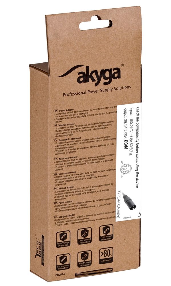 TRX Napájecí zdroj Akyga AK-EV-01 29.4V / 2.0A 60W Cannon XLR Male