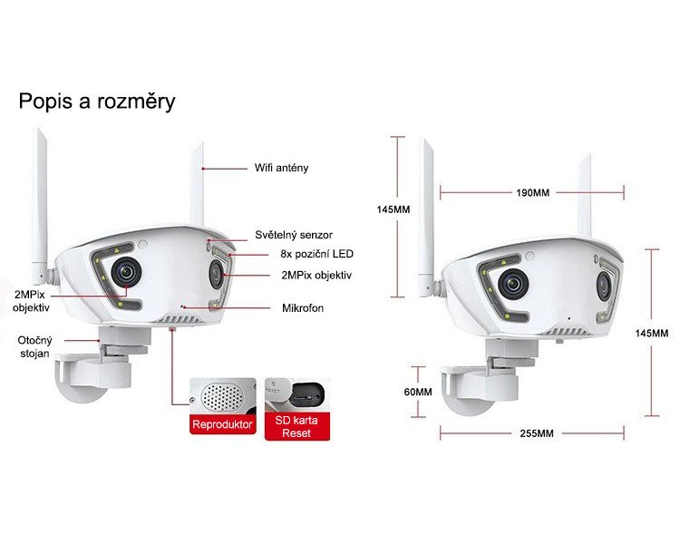TRX Innotronik ICH-R22 Bezpečnostní Duální 180° wi-fi IP kamera 2x2MPix
