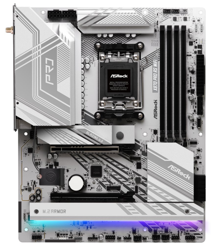 ASRock X870 Pro RS WiFi / AMD X870 / AM5 / 4x DDR5 DIMM / 3x M.2 / HDMI / USB-C / WiFi / ATX