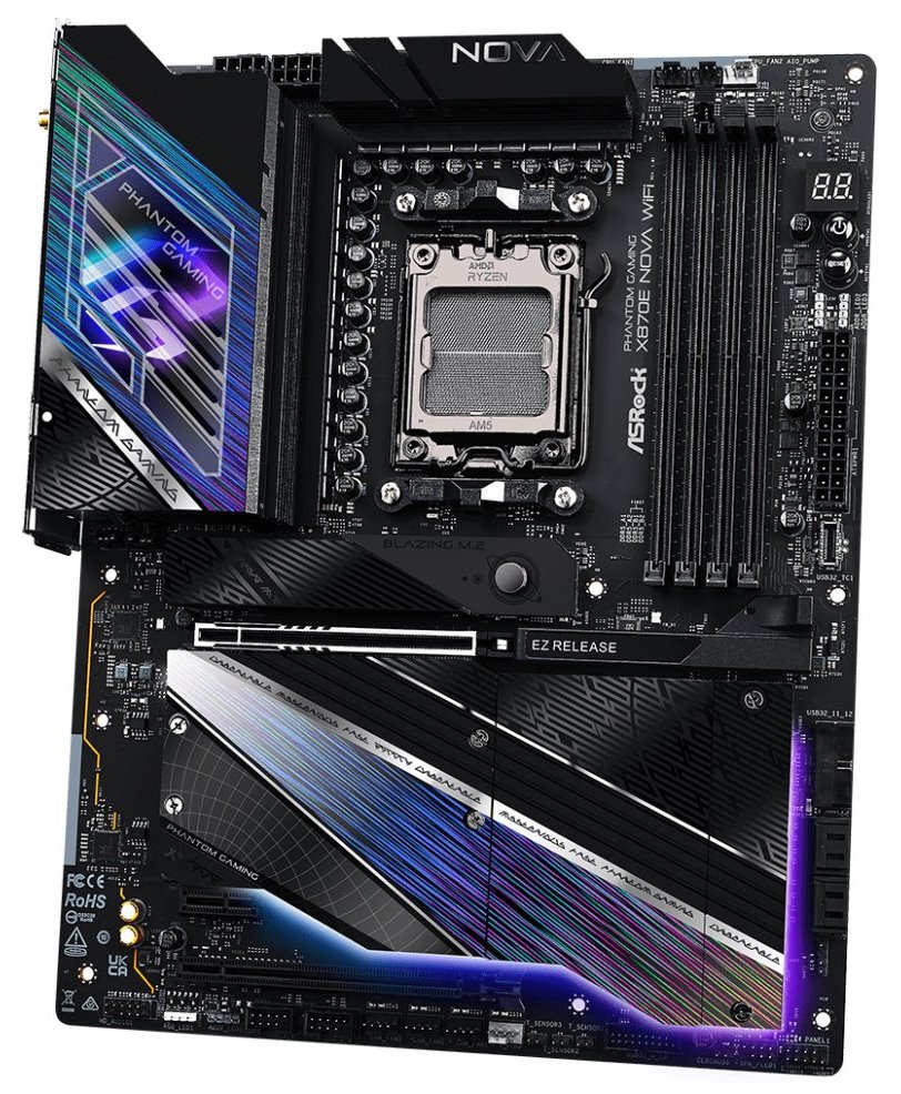 ASRock X870E Nova WiFi / AMD X870E / AM5 / 4x DDR5 DIMM / 5x M.2 / HDMI / USB-C / WiFi / ATX