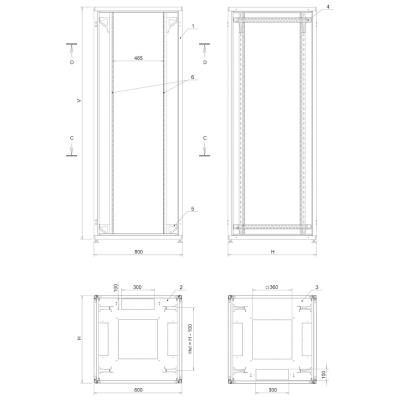 SOLARIX Rozvaděč LC-50 24U, 800x800 RAL 7035, skleněné dveře
