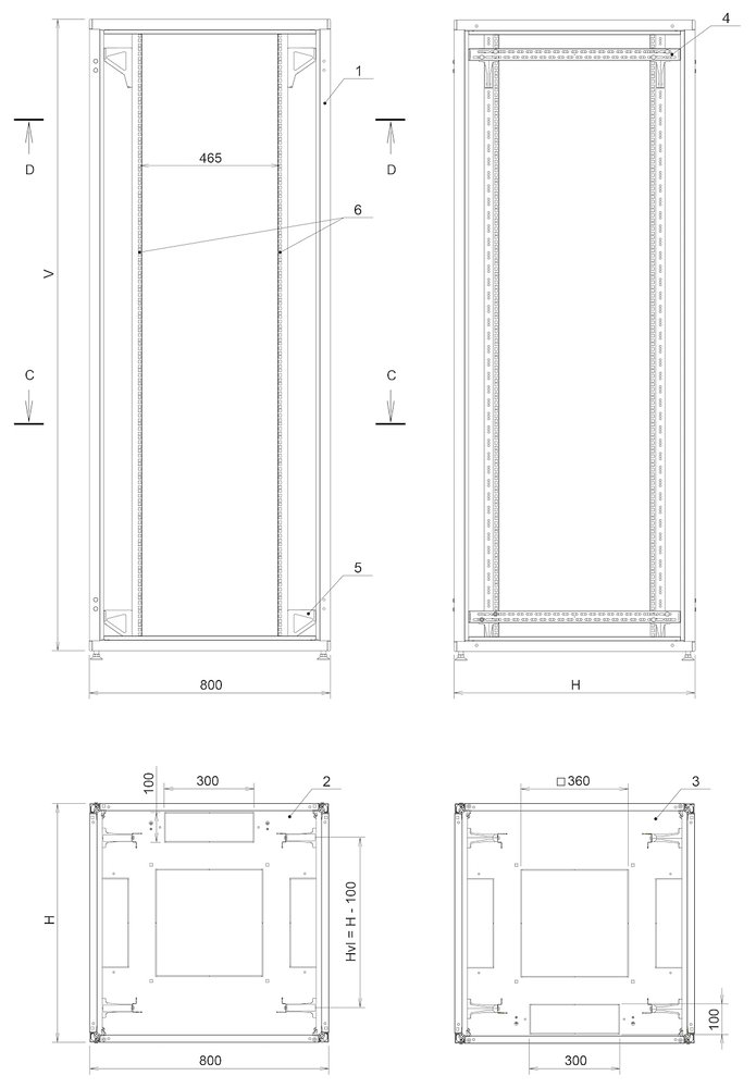 SOLARIX Rozvaděč LC-50 42U, 800x800 RAL 7035, skleněné dveře