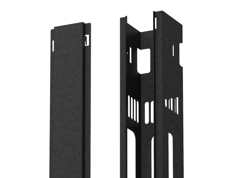 SOLARIX Vertikální vyvazovací žlab 42U kovový s krytem, BK, VVZ-K-42-B