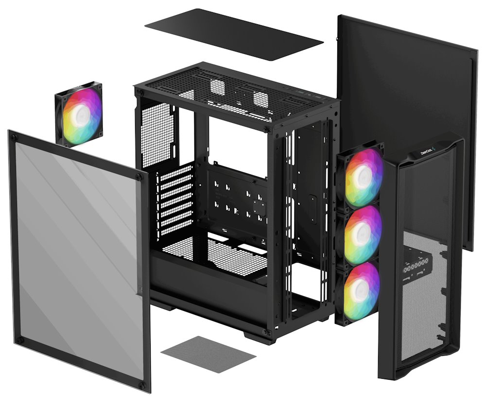 DEEPCOOL skříň CC560 MESH V2 / ATX / 4x120 mm fan ARGB / USB 3.0 / USB 2.0 / mesh panel / černá
