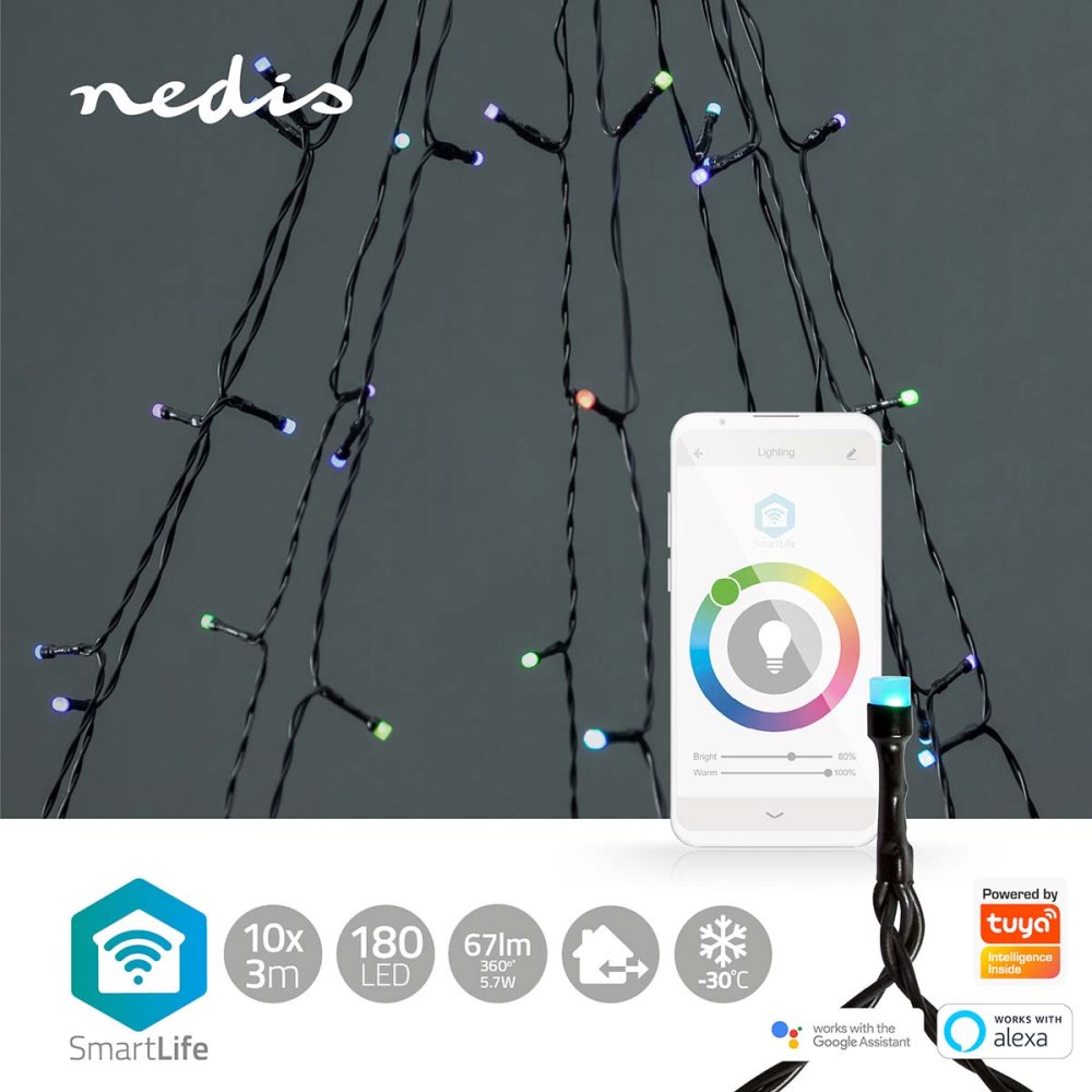 NEDIS Wi-Fi chytré dekorativní LED/ RGB/ 180 LED's/ Android & iOS/ Nedis® SmartLife/ 10 x 3 m