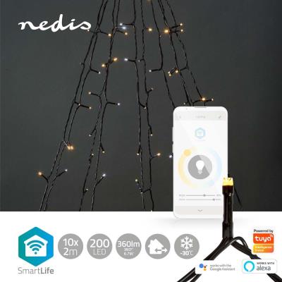 NEDIS Wi-Fi chytré dekorativní LED/ teplá až studená bílá/ 200 LED's/ Android & iOS/ Nedis® SmartLife/ 10 x 2 m
