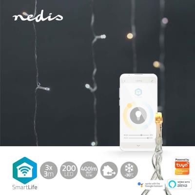 NEDIS Wi-Fi chytré dekorativní LED/ teplá až studená bílá/ 200 LED's/ Android & iOS/ Nedis® SmartLife/ 3 m