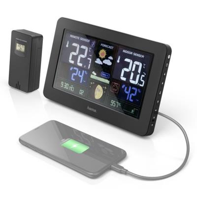 POŠKOZENÉ - HAMA meteostanice Premium/ nabíjecí funkce USB/ černá