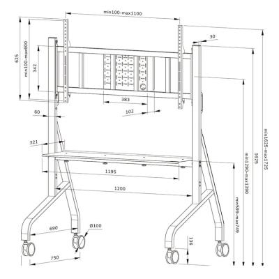 Neomounts FL50-575BL1 Neomounts MOVE Go XL Mobile Floor Stand (fast install, height adjustable), black
