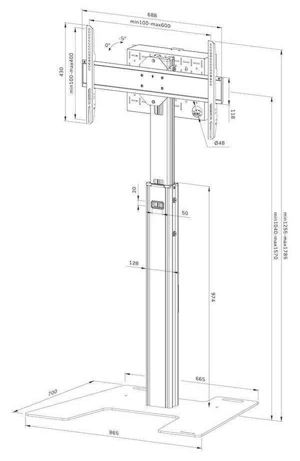 Neomounts FL45S-825BL1 Neomounts MOVE Up Display Floor Stand (37-75") solid steel floor plate box . Baleno v 2 krabicích