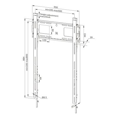 Neomounts WL30-750BL18P Neomounts LEVEL-750 Wall Mount (XL, 100 kg,portrait,kickstand, lockable,connectable,VESA 500x800