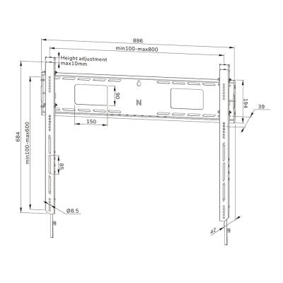 Neomounts WL30-750BL18 Neomounts LEVEL-750 Wall Mount (XL, 125 kg, kickstand, lockable, connectable, VESA 800x600)