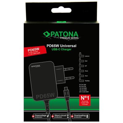 PATONA napájecí adaptér k ntb/ 18,5-20V 65W/ 6 konektorů/ UNI/ USB-C/ Power delivery