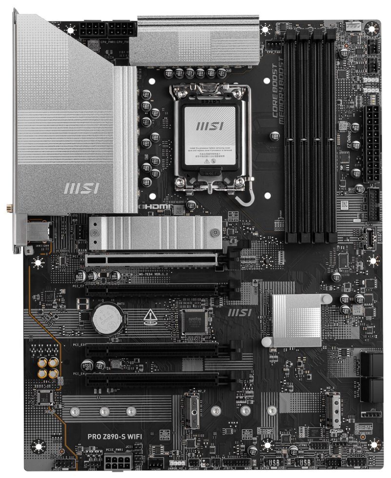 MSI PRO Z890-S WIFI / Intel Z890 / LGA1851 / 4x DDR5 / 3x M.2 / USB-C / HDMI / DP /  WiFi / ATX