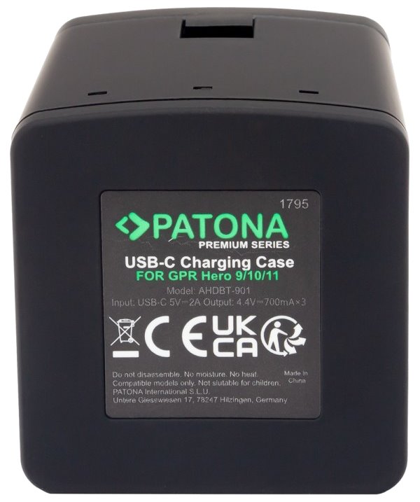PATONA nabíječka pro digitální kameru Triple GoPro Hero 9/Hero 10/Hero 11/Hero 12/ 3x baterie 1730mAh Enduro