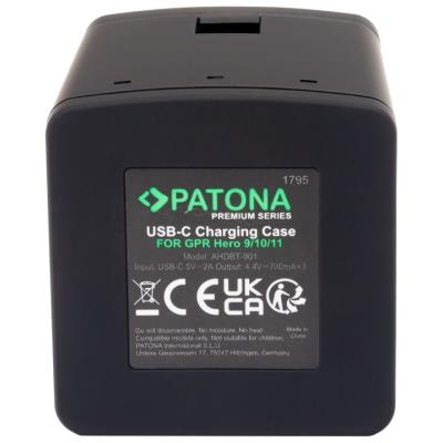PATONA nabíječka pro digitální kameru Triple GoPro Hero 9/Hero 10/Hero 11/Hero 12/ 3x baterie 1730mAh Enduro