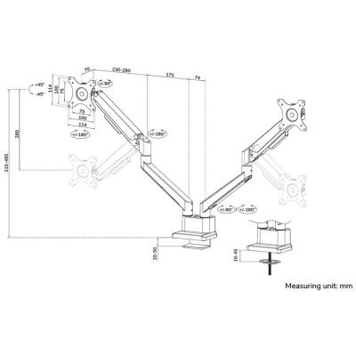 Neomounts DS70-250WH2 Neomounts NEXT Slim Desk Mount, double display (topfix clamp/grommet), white