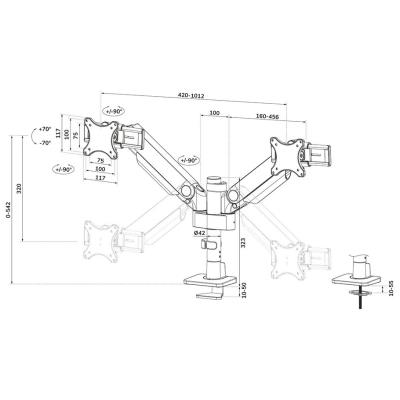 Neomounts DS65S-950BL2 Neomounts NEXT One SL Desk Mount, double display, sliding VESA (topfix clamp/grommet), black