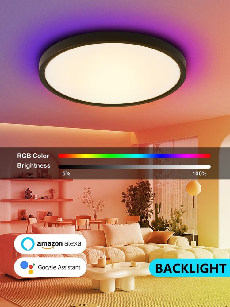 IMMAX NEO LITE TUDO SMART stropní svítidlo RGB podsvícení 60cm 65W s podporou BEACON, Wi-Fi, TUYA, černé