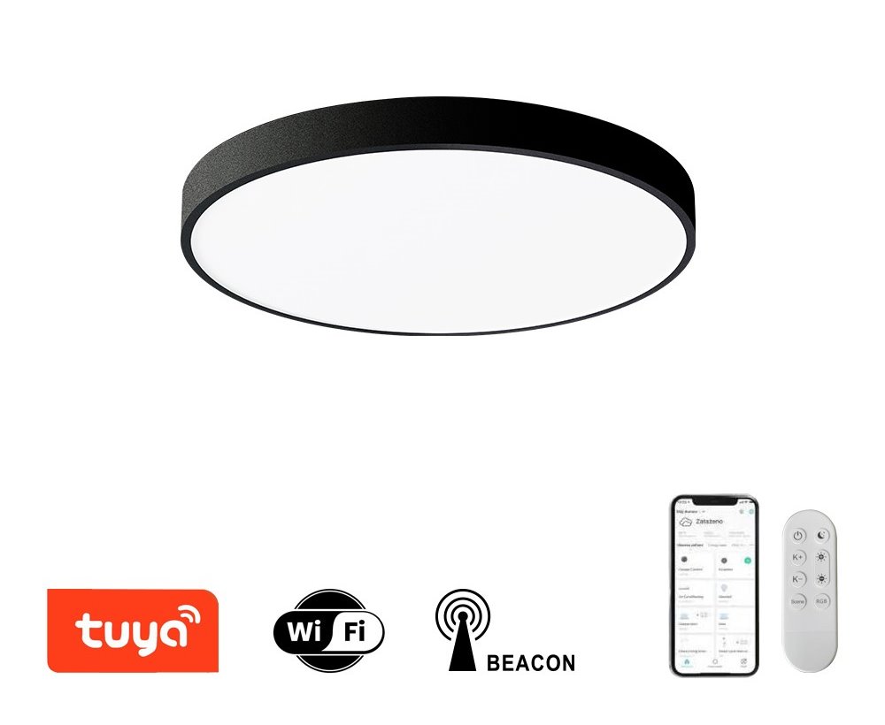 IMMAX NEO LITE SEMPLICI SMART stropní svítidlo 40cm 36W 2736 lm, s podporou BEACON, Wi-Fi, TUYA, černé