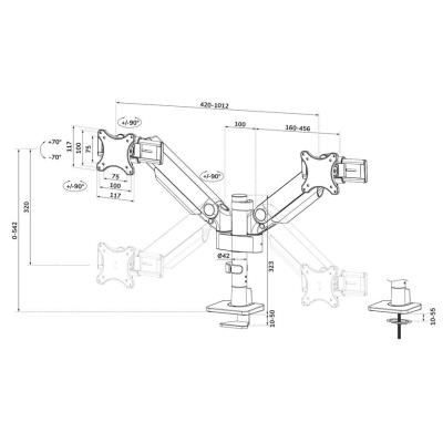 Neomounts DS65S-950WH2  Neomounts NEXT One SL Desk Mount, double display, sliding VESA (topfix clamp/grommet), white