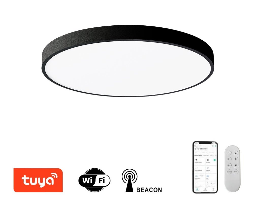 IMMAX NEO LITE SEMPLICI SMART stropní svítidlo 50cm 48W 3468 lm, s podporou BEACON, Wi-Fi, TUYA, černé
