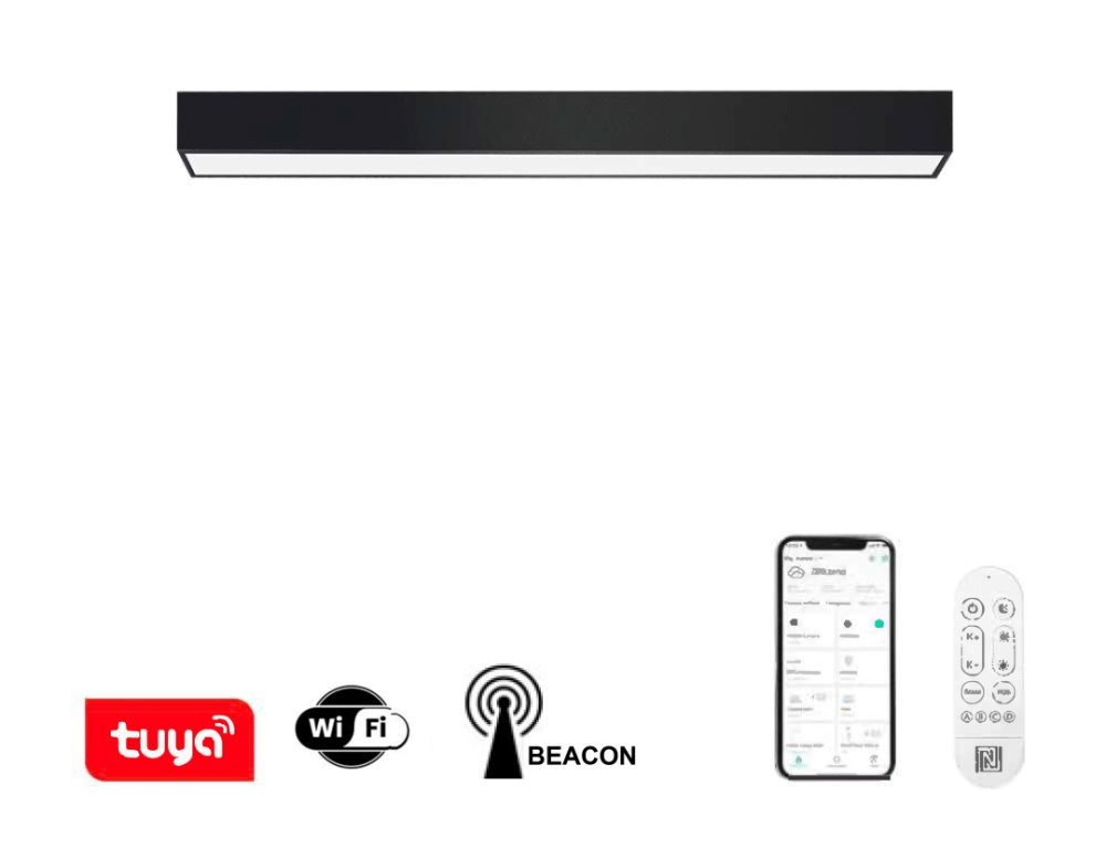 IMMAX NEO LITE LUNGO SMART stropní svítidlo 120cm 38W  2882lm, s podporou BEACON, Wi-Fi, TUYA, černé