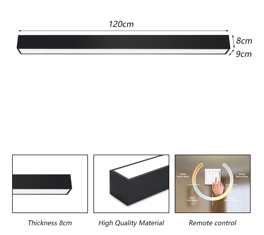 IMMAX NEO LITE LUNGO SMART stropní svítidlo 120cm 38W  2882lm, s podporou BEACON, Wi-Fi, TUYA, černé