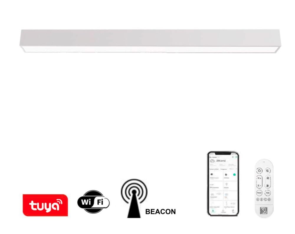 IMMAX NEO LITE LUNGO SMART stropní svítidlo 120cm 38W  2882lm, s podporou BEACON, Wi-Fi, TUYA, bílé