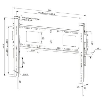Neomounts WL30-750BL16 Neomounts LEVEL-750 Wall Mount (XL, 125 kg, kickstand, lockable, connectable, VESA 600x400)