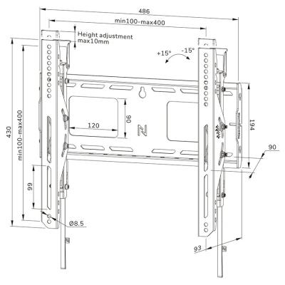 Neomounts WL35-750BL14 Neomounts LEVEL-750 Wall Mount (XL, 100 kg, tiltable, tilt guard, connectable, VESA 400x400)