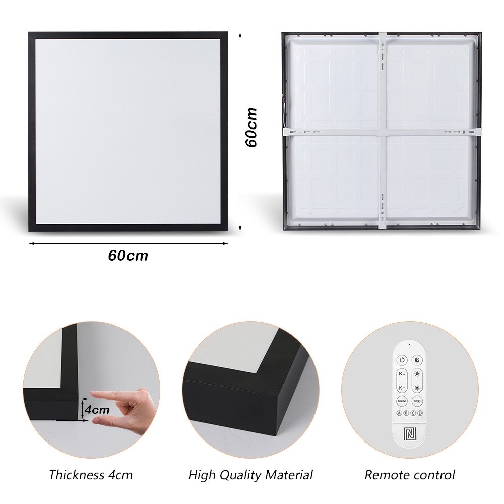 IMMAX NEO LITE FRAME SMART stropní svítidlo 60x60cm, IP44, CCT,  s podporou BEACON, Wi-Fi, TUYA, černé