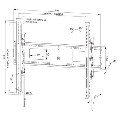 Neomounts WL35-750BL18 Neomounts LEVEL-750 Wall Mount (XL, 125 kg, tiltable, tilt guard, connectable, VESA 800x600)