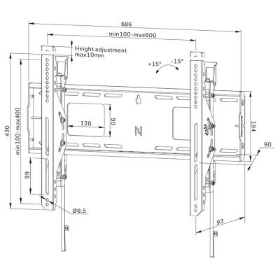 Neomounts WL35-750BL16 Neomounts LEVEL-750 Wall Mount (XL, 125 kg, tiltable, tilt guard, connectable, VESA 600x400)