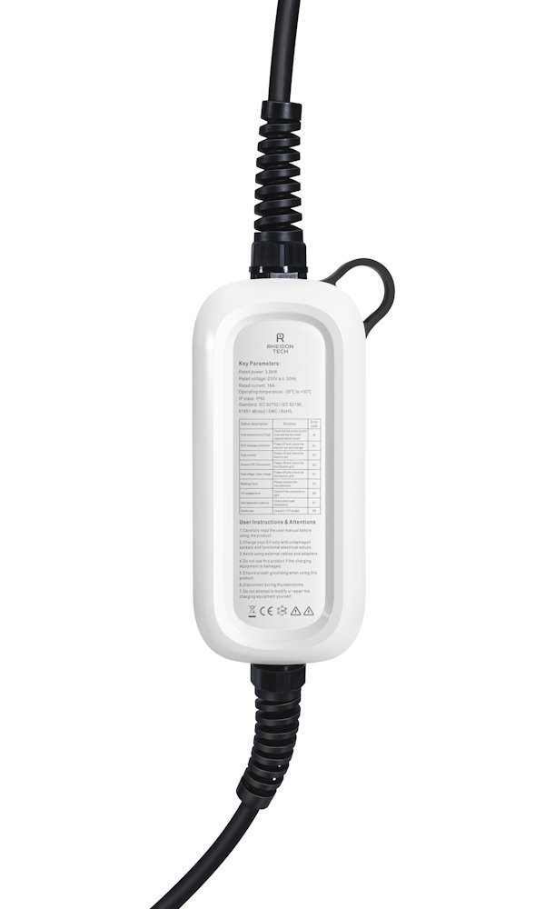 EVSE AC přenosná, jednofázová nabíječka pro elektromobily, pro domácnosti, 3.6kW, 6m kabel s konektorem T2