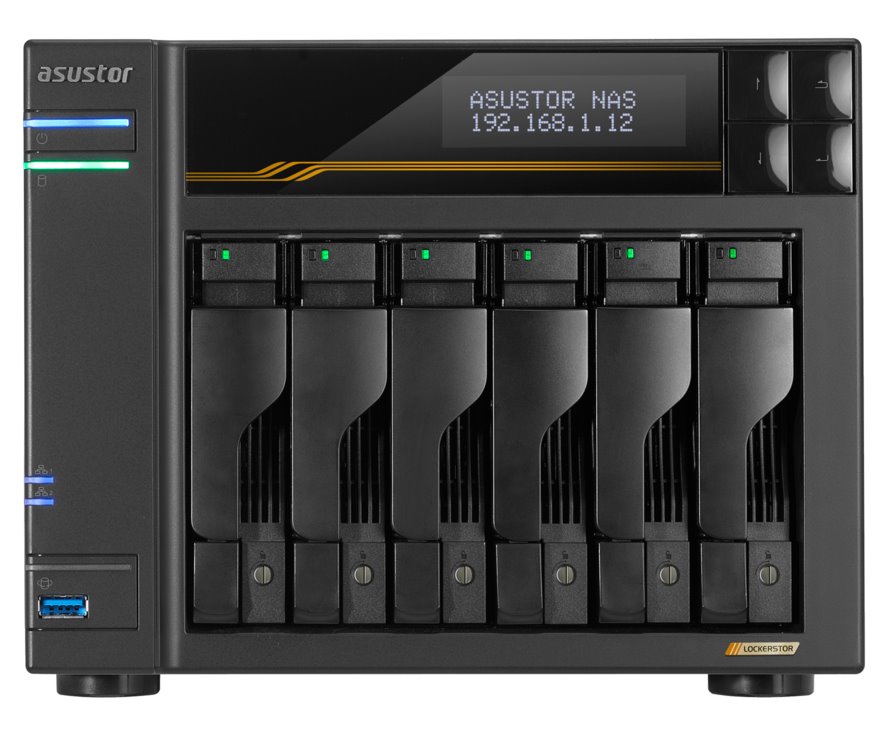 Asustor Lockerstor 6 Gen3 AS6806T   6x 2,5"/3,5" SATA III/ 16GB RAM/ Dual 10GbE Ports/ Dual 5GbE Ports/ 4x M.2 SSD