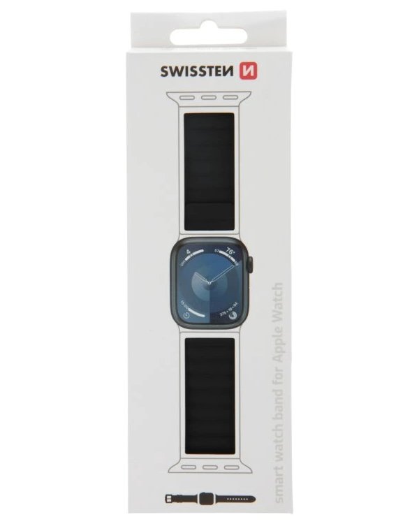 Swissten řemínek pro apple watch silikonový - magnetic 38 / 40 / 41 mm černo/šedý