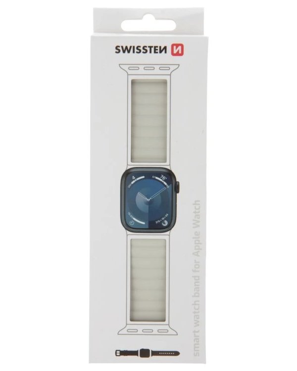 Swissten řemínek pro apple watch silikonový - magnetic 38 / 40 / 41 mm bílá / cappuccino
