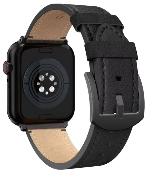 Swissten řemínek pro apple watch kožený 42 / 44 / 45 / 49 mm černý (černá spona a černé poutko)