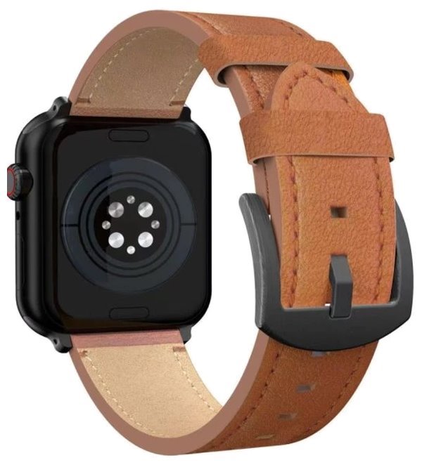 Swissten řemínek pro apple watch kožený 42 / 44 / 45 / 49 mm hnědý (černá spona a černé poutko)