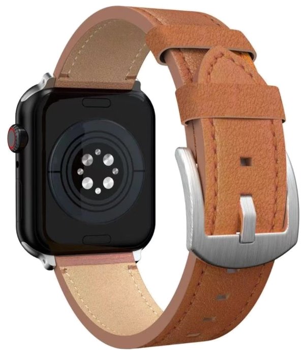 Swissten řemínek pro apple watch kožený 42 / 44 / 45 / 49 mm hnědý (stříbrná spona a stříbrné poutko)