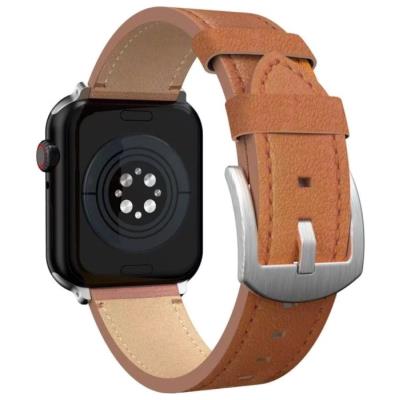 Swissten řemínek pro apple watch kožený 42 / 44 / 45 / 49 mm hnědý (stříbrná spona a stříbrné poutko)