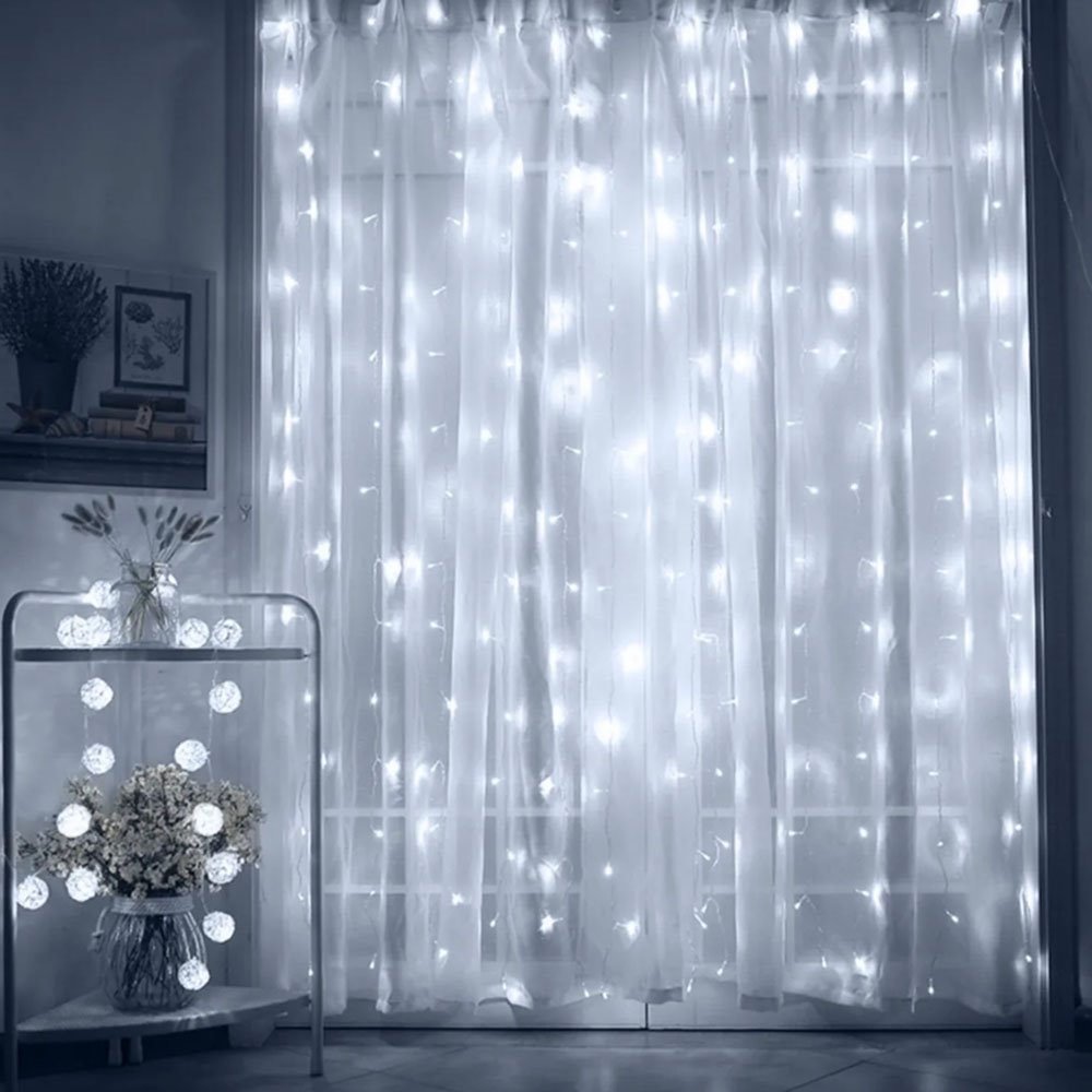 POŠKOZENÝ OBAL - COLORWAY LED girlanda/ vnitřní / 300 LED / délka 3 x 3m / studená bílá/ AC 220V