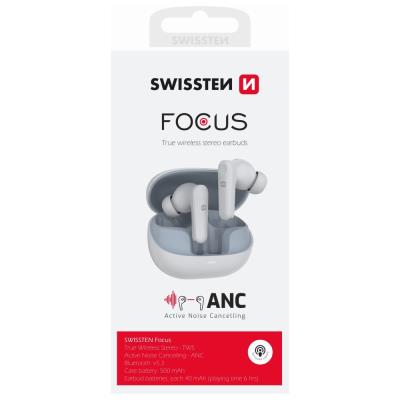 Swissten bluetooth anc sluchátka focus bílá