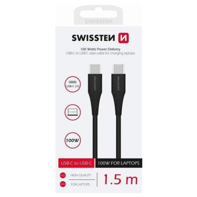 Swissten datový kabel tpe usb-c/usb-c power delivery 5a (100w) 1,5 m černý