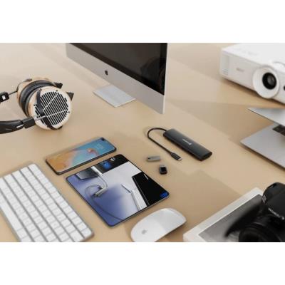 Swissten usb-c hub 7-in-1 (usb-c 100w, hdmi 4k, 1x usb-a 3.0, 2x usb-a 2.0, sd, micro sd) aluminium
