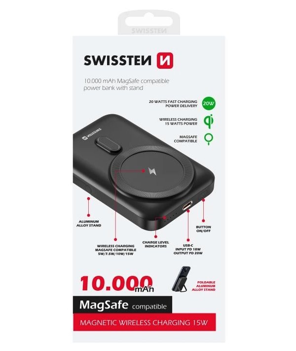 Swissten power bank pd 20w 10000 mah (kompatibilní s magsafe)