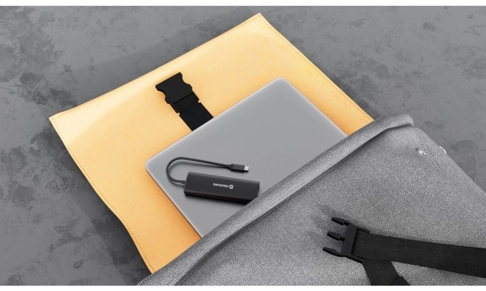 Swissten usb-c hub 8-in-1 (usb-c 100w, hdmi 4k, lan rj45, 2x usb-a, 1x usb-c 5gbps, sd, micro sd) aluminium